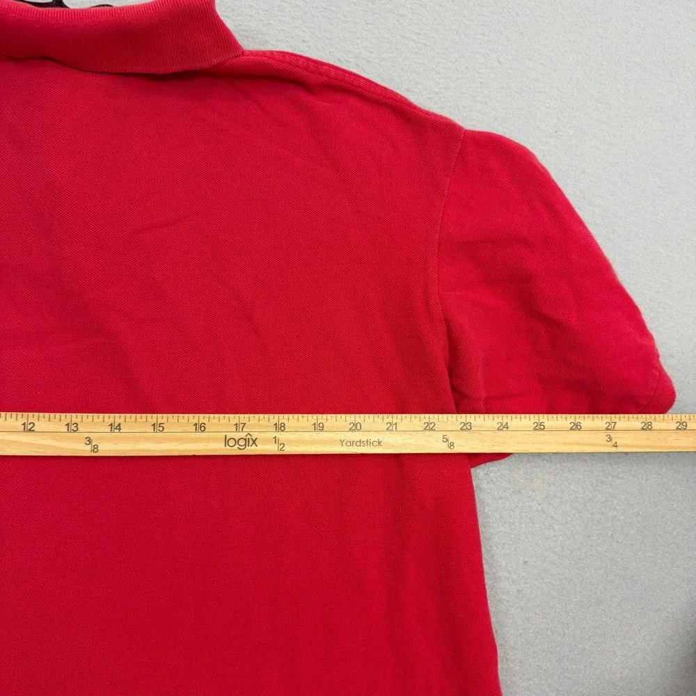 Vintage Polo Ralph Lauren Shirt Men XL Red Solid Short Sleeve Made in USA Cotton